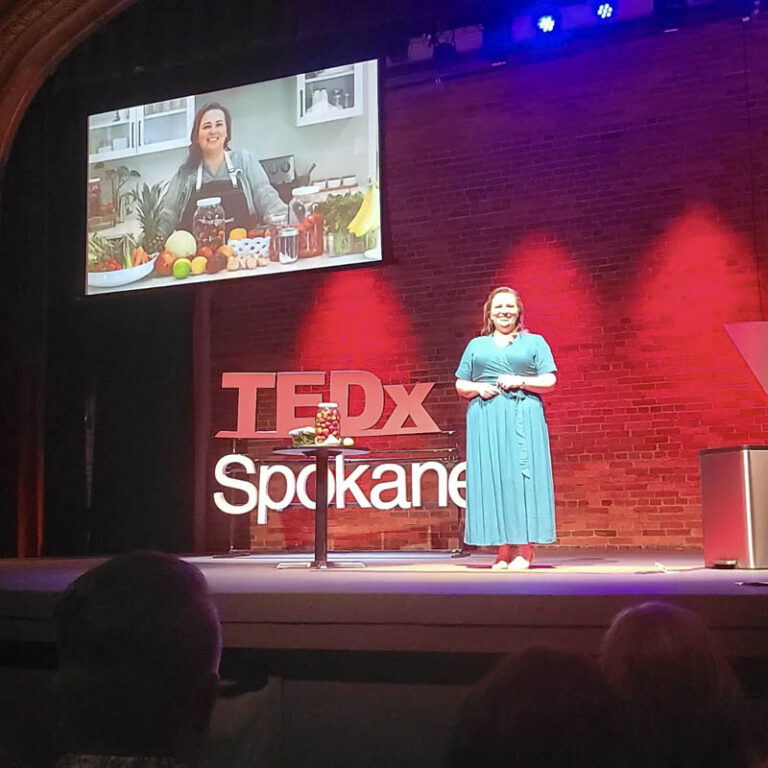Amy of The Cross Legacy on the TEDxSpokane Stage